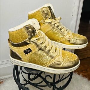 Gold Glitter High Top Sneakers